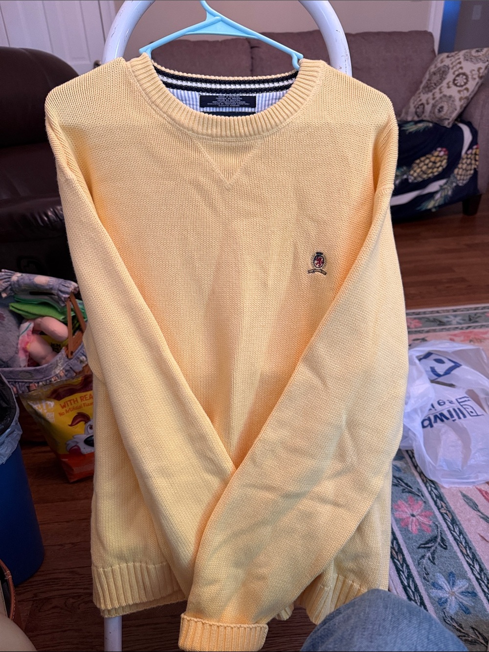 Tommy Hilfiger Pale Yellow Crewneck Sweater with Crest